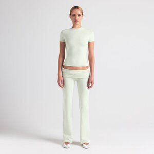 Skims Cotton Jersey Foldover Pant in Spearmint, Size 2XL